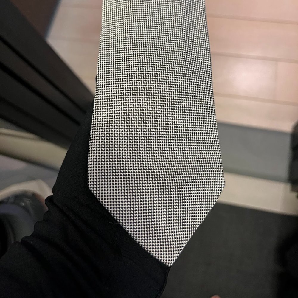 Black and White Micropattern Silk Tie